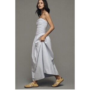 Anthropologie Joe’s Jeans The Reina Strapless Linen Blend Midi Dress Size XL NWT